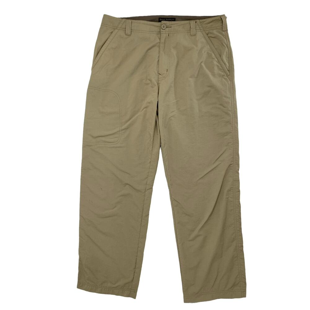 ROYAL ROBBINS Tan Flat Front Hiking Outdoor Straight Leg Pants Size 33x32 Mens